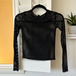 NWOT • Urban Outfitters • long sleeve black sheer crop top